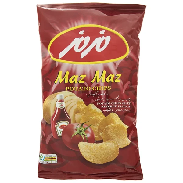 چیپس برگه سیب زمینی مزمز با طعم کچاپ 80 گرم