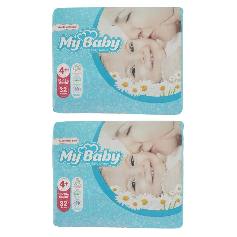 qualityq_90-12227 پوشک کودک مای بیبی مدل Max Care سایز 4+ دو بسته 32 عددی - تصویر 1