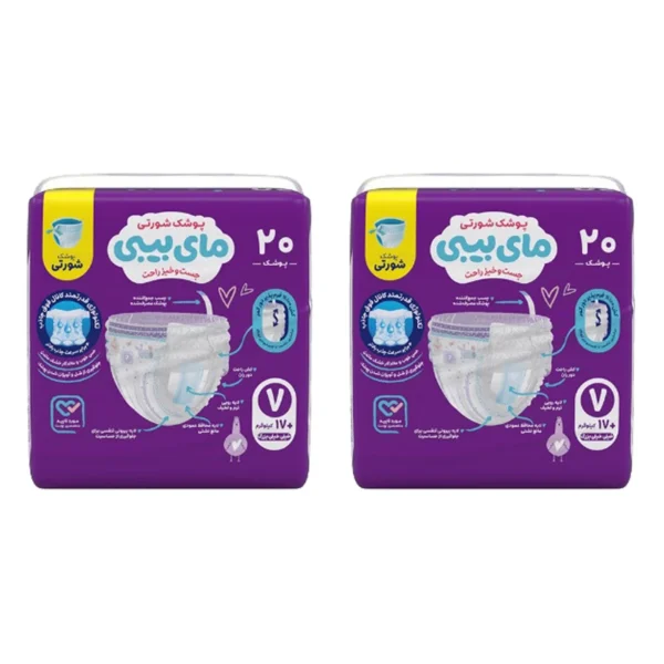 پوشک شورتی مای بیبی مدل کانال دار سایز 7 دو بسته 20 عددی