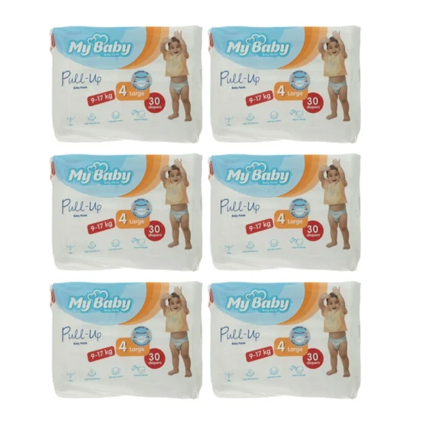 پوشک مای بیبی مدل پول آپ سایز 4 بسته 30 عددی مجموعه 6 عددی