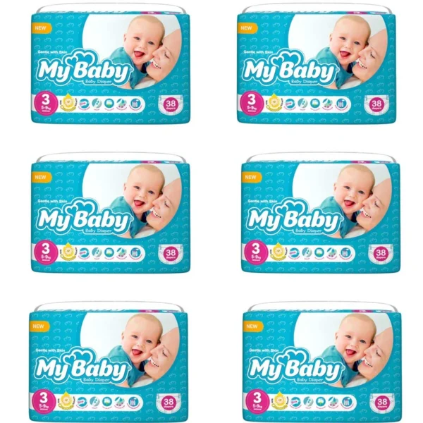 پوشک مای بیبی کد 3 سایز 3 شش بسته 38عددی