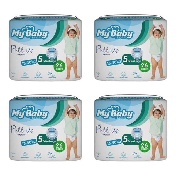 پوشک مای بیبی مدل پول آپ سایز 5 بسته 26 عددی مجموعه 4 عددی