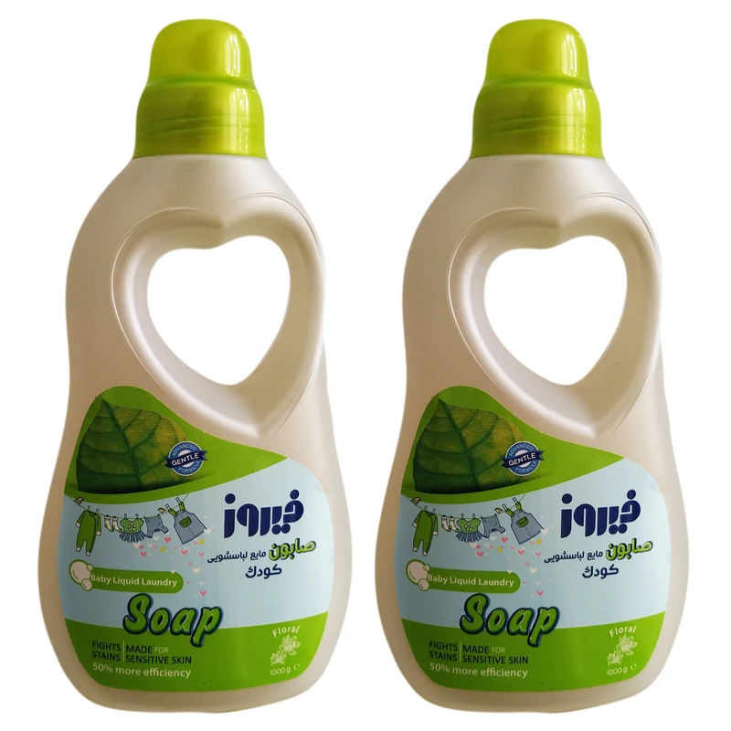 qualityq_90-13057 صابون مایع لباسشویی کودک فیروز مدل Floral وزن 1000 گرم مجموعه 2 عددی - تصویر 1