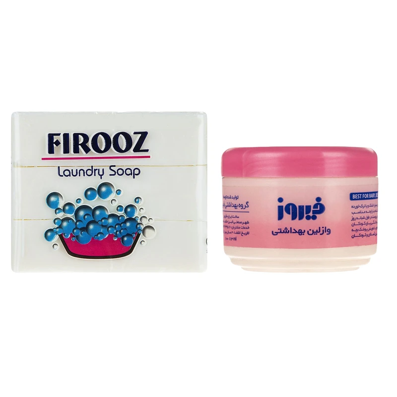 qualityq_90-13406 صابون لباسشویی فیروز مدل روغن نارگیل بسته 3 عددی به همراه وازلین بچه - تصویر 1