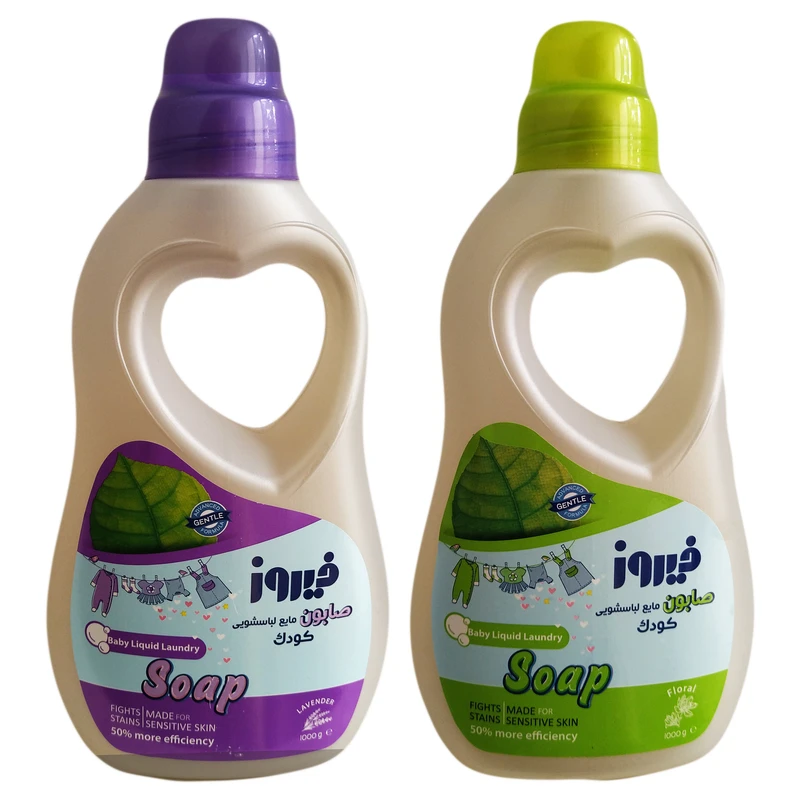 qualityq_90-13533 صابون مایع لباسشویی فیروز مدل اسطوخودوس و گل های بهاری وزن 1000 گرم مجموعه 2 عددی - تصویر 1