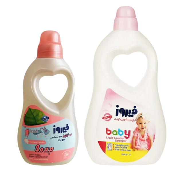 مایع لباسشویی مدل گل های بهاری وزن 2000 گرم  و صابون لباسشویی کودک فیروز وزن 1000 گرم