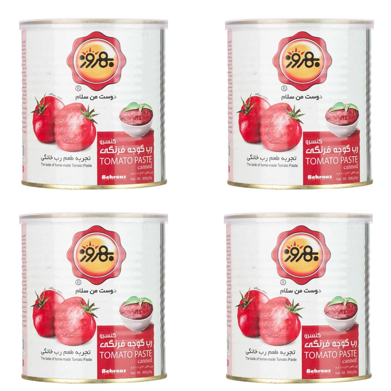 qualityq_90-15552 کنسرو رب گوجه فرنگی بهروز - 800 گرم بسته 4 عددی - تصویر 1