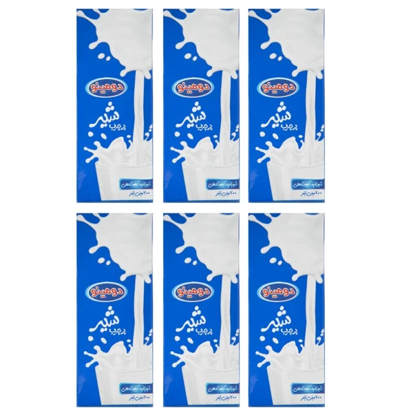 شیر پرچرب دومینو حجم 0.2 لیتر بسته 6 عددی