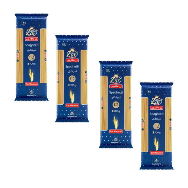 اسپاگتی قطر 1.2 زر ماکارون - 700 گرم بسته 4 عددی