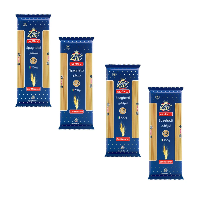 qualityq_90-17866 اسپاگتی قطر 1.2 زر ماکارون - 700 گرم بسته 4 عددی - تصویر 1