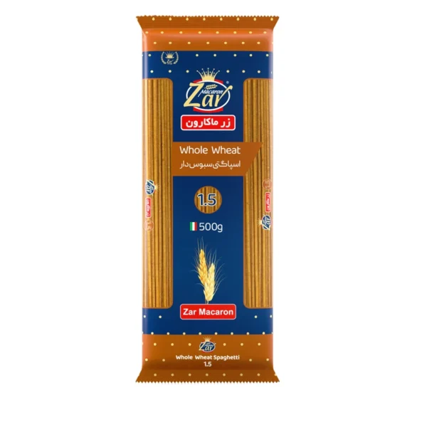 اسپاگتی قطر 1.5 سبوس دار زر ماکارون - 500 گرم
