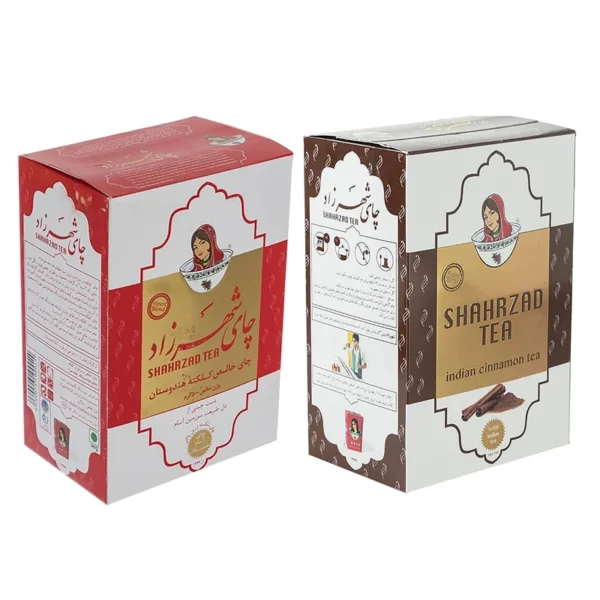 چای شهرزاد با طعم دارچین مقدار 500 گرم به همراه چای شهرزاد کلکته هندوستان مقدار 500 گرم