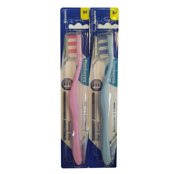 مسواک پنبه ریز مدل nazanin با برس متوسط مجموعه 2 عددی