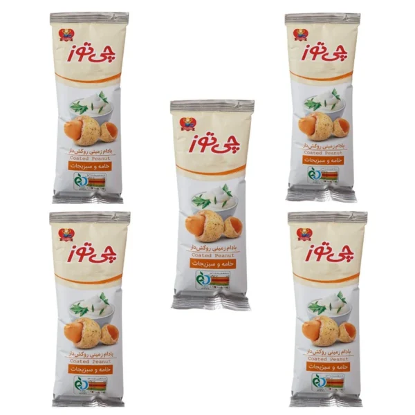 بادام زمینی چی توز با طعم خامه و سبزیجات - 40 گرم بسته 5 عددی