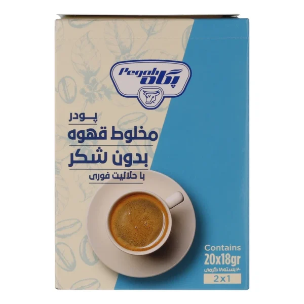 پودر مخلوط قهوه بدون شکر پگاه - 20 ساشه 18 گرمی