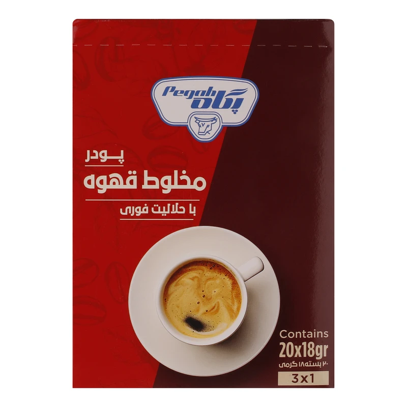 qualityq_90-24248 پودر مخلوط قهوه پگاه - 20 ساشه 18 گرمی - تصویر 1