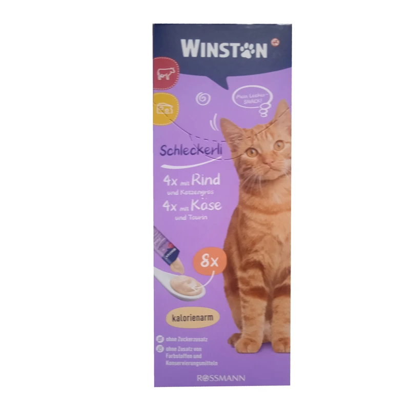 qualityq_90-25125 تشویقی گربه وینستون مدل گوشت و پنیر وزن 120 گرم بسته 8 عددی - تصویر 1