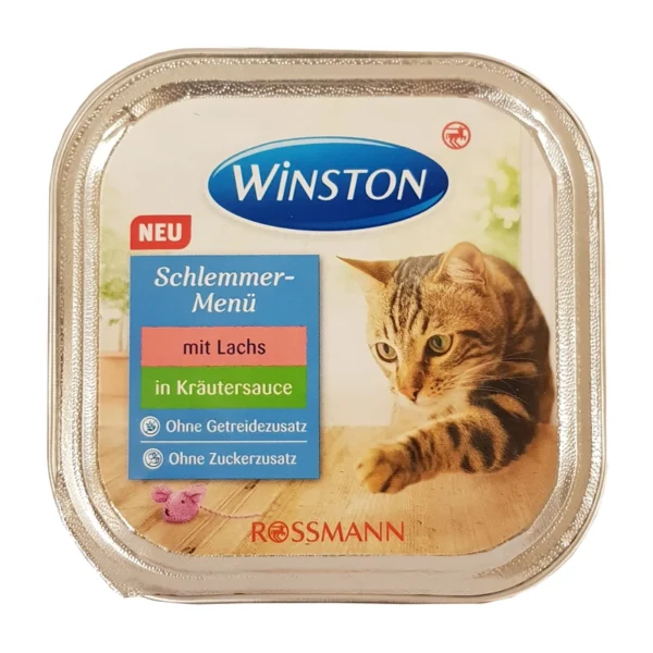 کنسرو غذایگربه بالغ وینستون مدل Lachs in Krautersauce وزن 100 گرم