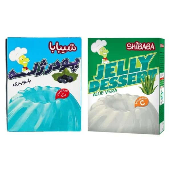 پودر ژله بلوبری و الوئه ورا شیبابا -100 گرم مجموعه 2 عددی