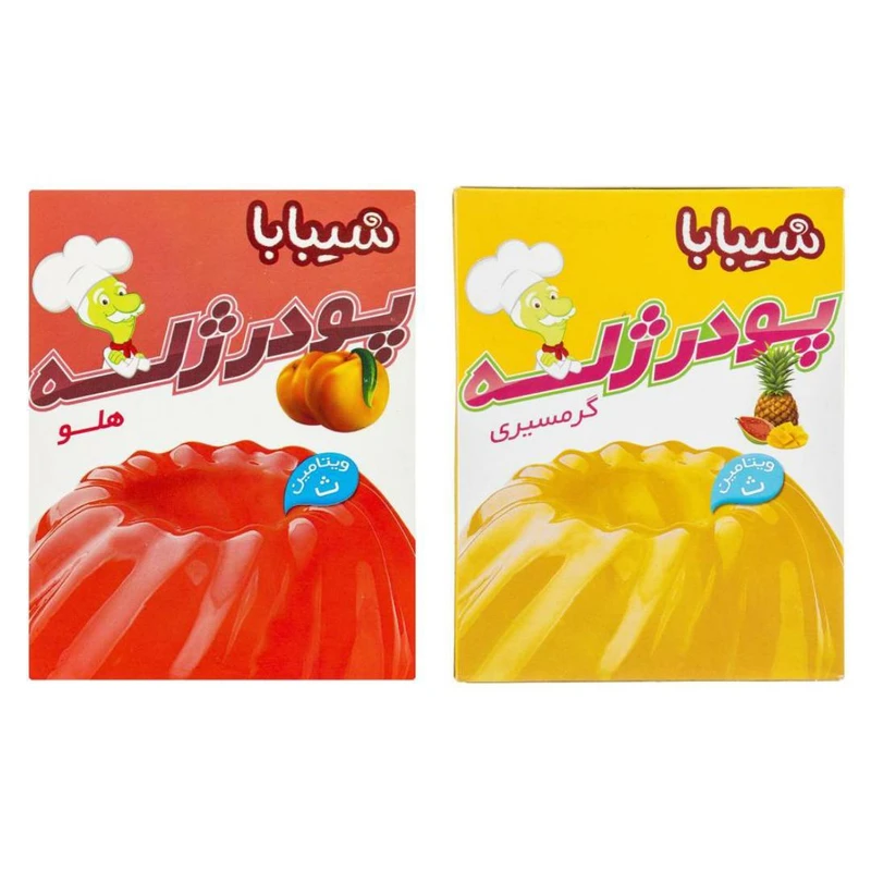 qualityq_90-26366 پودر ژله هلو و میوه های گرمسیری شیبابا -100 گرم مجموعه 2 عددی - تصویر 1