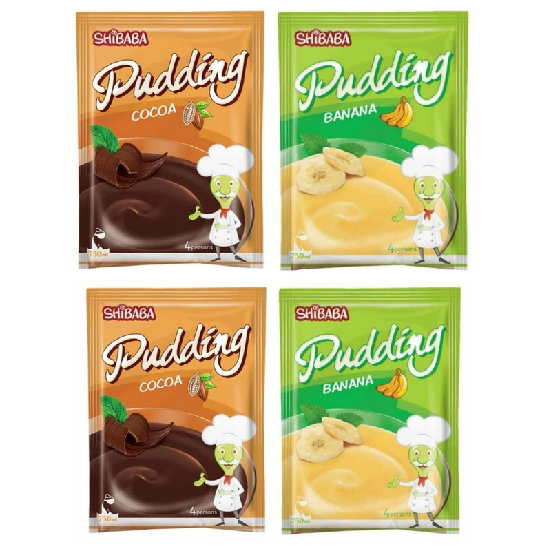 qualityq_90-26656 پودر پودینگ کاکائویی و موز فوری شیبابا - 100 گرم مجموعه 4 عددی - تصویر 1