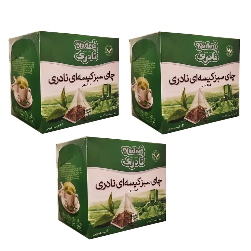 qualityq_90-31115 چای کیسه ای سبز ایرانی نادری - 24 گرم بسته 3 عددی - تصویر 1