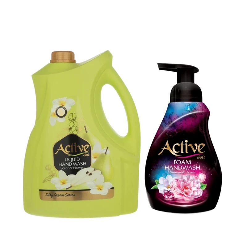 qualityq_90-32251 مایع دستشویی اکتیو مدل scent of heaven وزن 3750 گرم به همراه فوم دستشویی اکتیو مدل flower وزن 500 گرم - تصویر 1