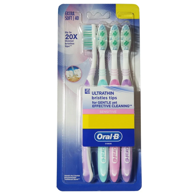 qualityq_90-33146 مسواک اورال-بی مدل ULTRTHIN BRISTLES با برس خیلی نرم بسته 4 عددی - تصویر 1