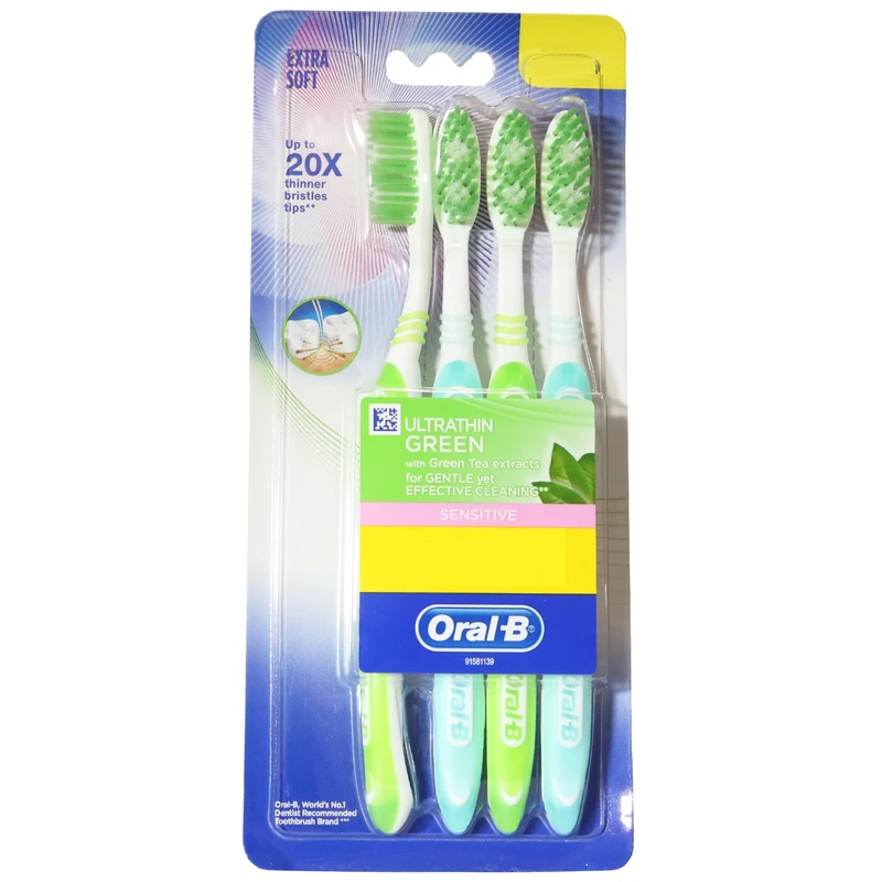 qualityq_90-33250 مسواک اورال-بی مدل ULTRATHIN GR با برس خیلی نرم بسته 4 عددی - تصویر 1