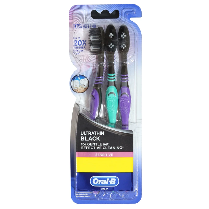 qualityq_90-33274 مسواک اورال-بی مدل ULTRTHIN BLACK با برس خیلی نرم بسته 3 عددی - تصویر 1