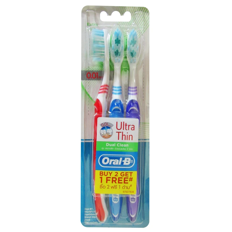 qualityq_90-33304 مسواک اورال-بی سری Ultra Thin مدل Dual Clean با برس خیلی نرم بسته 3 عددی - تصویر 1