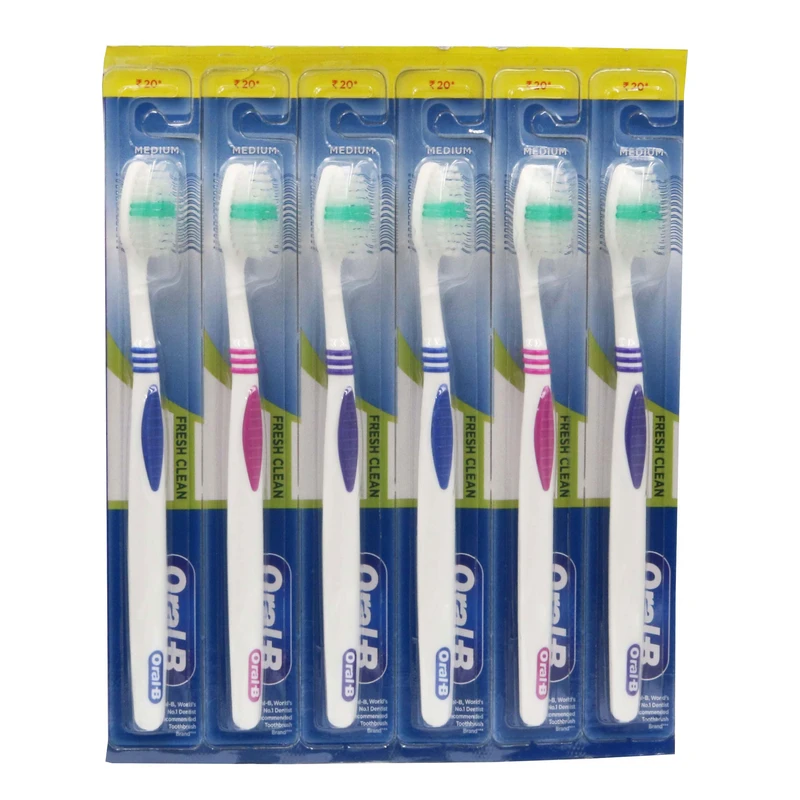 qualityq_90-33318 مسواک اورال-بی مدل FRESH CLEAN با برس متوسط مجموعه 6 عددی - تصویر 1