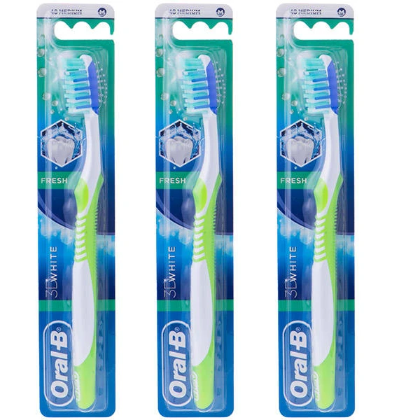 qualityq_90-33322 مسواک اورال-بی مدل 3D white با برس متوسط مجموعه 3 عددی - تصویر 1
