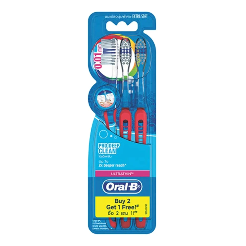 qualityq_90-33373 مسواک اورال-بی سری ULTRATHIN مدل PRO DEEP CLEAN با برس خیلی نرم بسته 3 عددی - تصویر 1