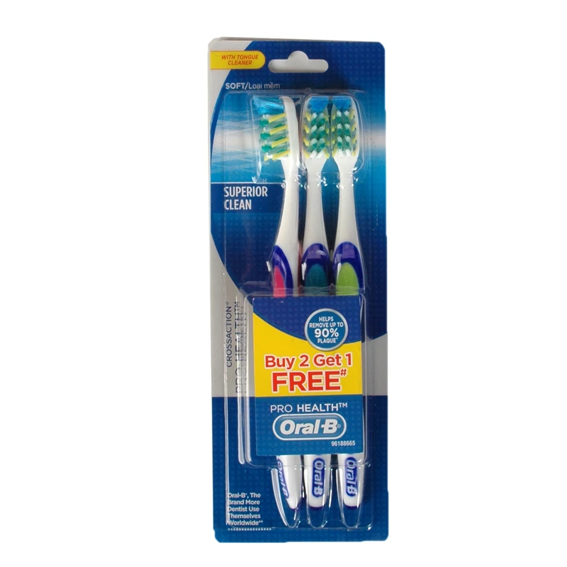 qualityq_90-33420 مسواک اورال بی سری Pro Health مدل Superior Clean با برس متوسط بسته 3 عددی - تصویر 1