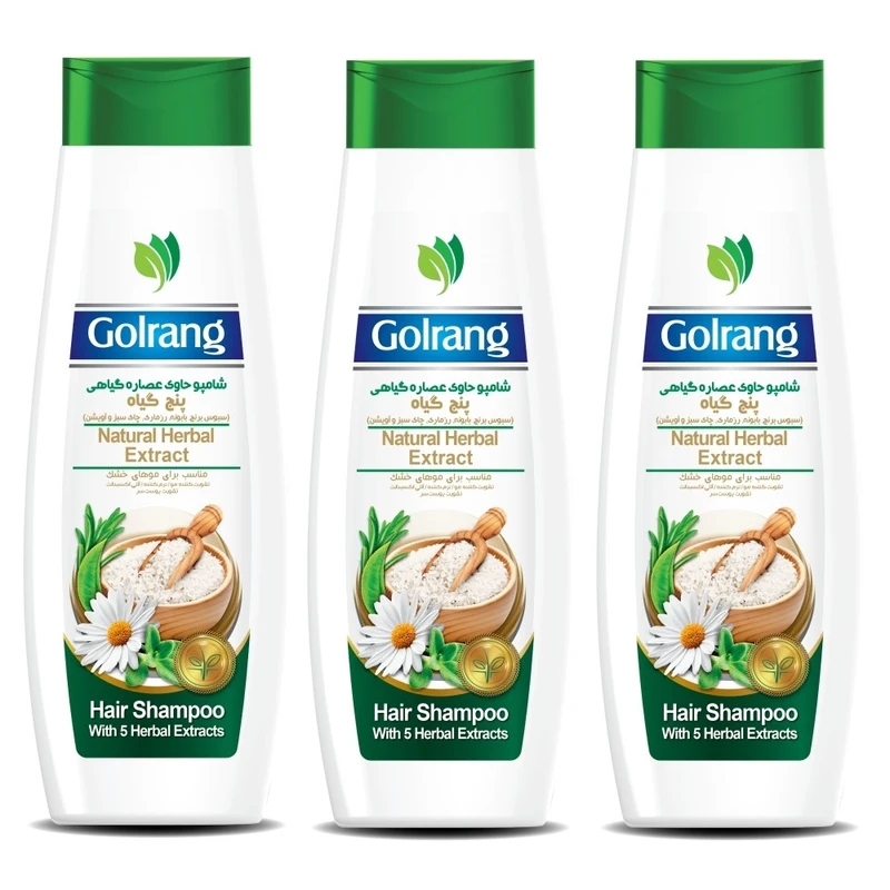 qualityq_90-33579 شامپو مو گلرنگ مدل پنج گیاه حجم 400 میلی لیتر بسته 3 عددی - تصویر 1