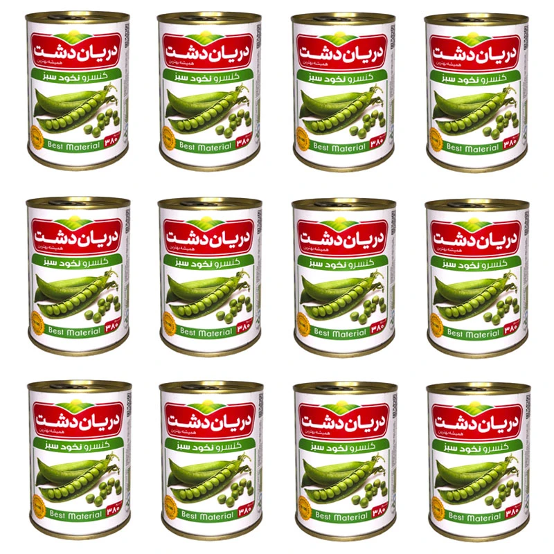 qualityq_90-34780 کنسرو نخود سبز دریان دشت - 380 گرم بسته 12 عددی - تصویر 1