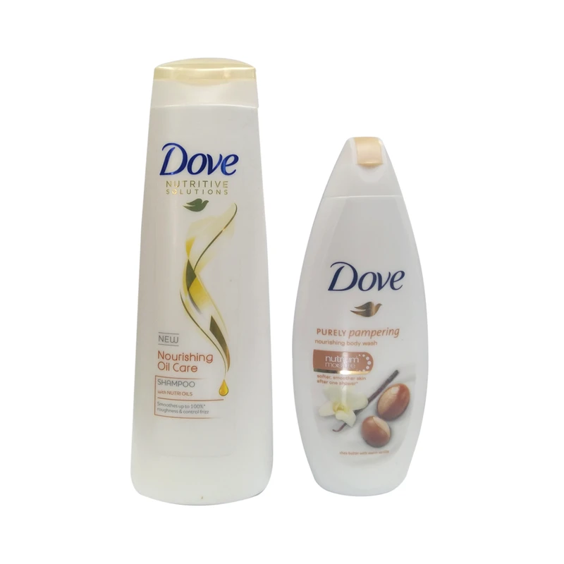 qualityq_90-35236 شامپو موی داو مدل nourishing oil care حجم 400 میلی لیتر به همراه شامپو بدن داو مدل purely حجم 250 میلی لیتر - تصویر 1
