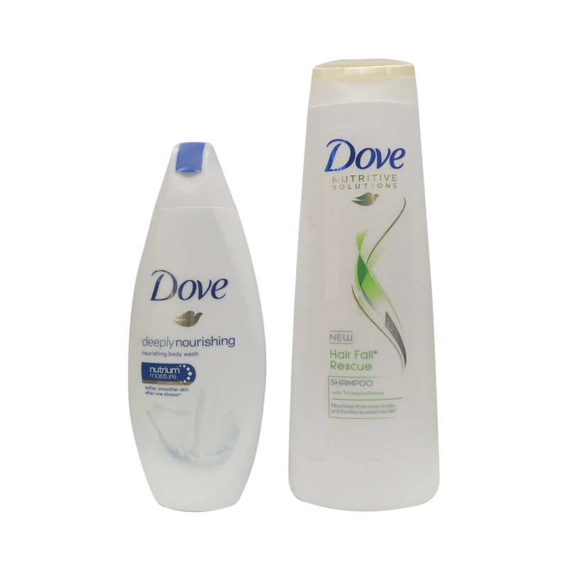 qualityq_90-35333 شامپو موی داو مدل hair fall rescue حجم 400 میلی لیتر به همراه شامپو بدن داو مدل nourishing حجم 250 میلی لیتر - تصویر 1