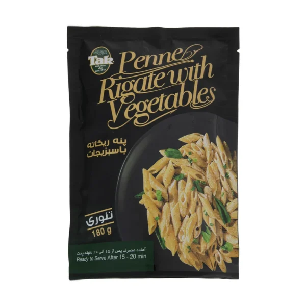 پاستا پنه ریگاته سبزیجات با طعم تنوری تک ماکارون مقدار 180 گرمی
