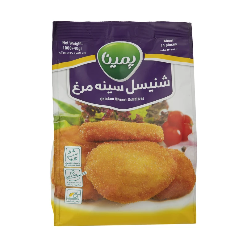 qualityq_90-37654 شنیسل سینه مرغ مهمانی منجمد پمینا مقدار 1000 گرم - تصویر 1