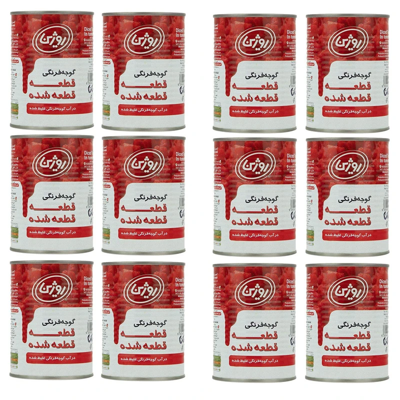 qualityq_90-41182 کنسرو گوجه فرنگی قطعه قطعه شده روژین - 410 گرم بسته 12 عددی - تصویر 1