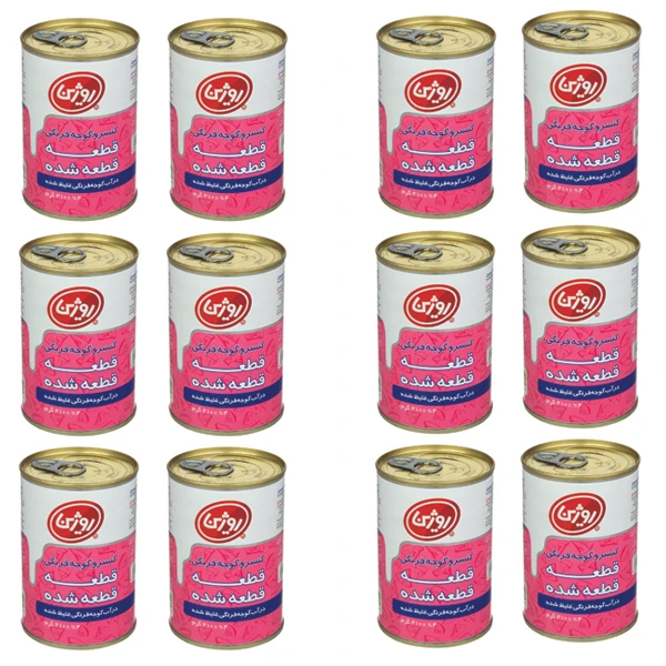 qualityq_90-41231 کنسرو گوجه فرنگی قطعه قطعه شده روژین - 410 گرم بسته 12 عددی - تصویر 1