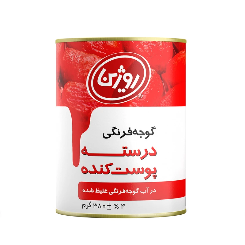 qualityq_90-41246 کنسرو گوجه فرنگی پوست کنده روژین - 380 گرم - تصویر 1