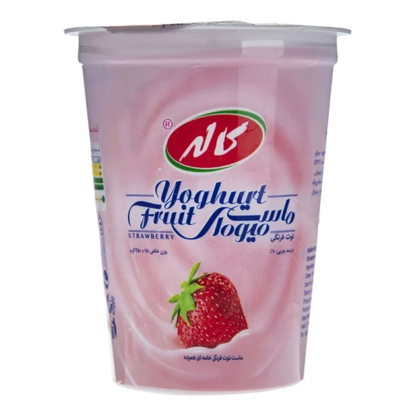 ماست میوه ای با طعم توت فرنگی کاله مقدار 450 گرم
