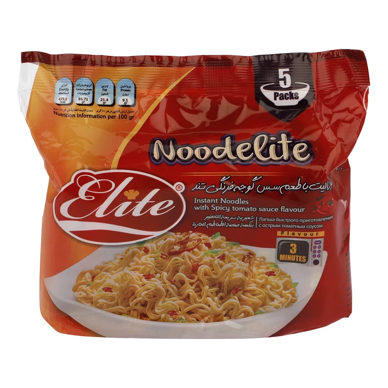 qualityq_90-47677 نودل سس گوجه فرنگی تند الیت - 70 گرم بسته 5 عددی - تصویر 1