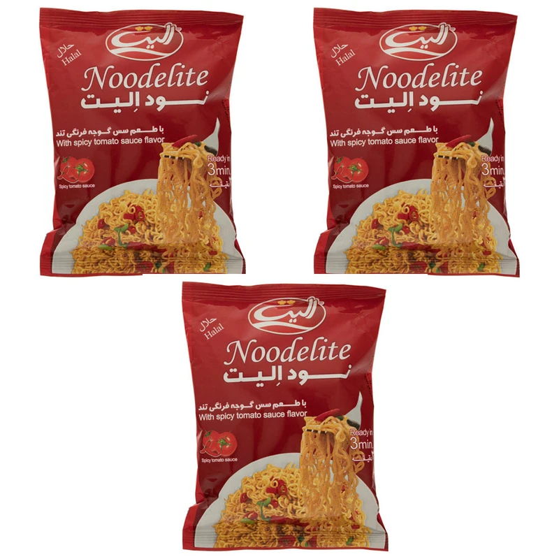 qualityq_90-48148 نودل با طعم سس گوجه فرنگی تند الیت - 75 گرم بسته 3 عددی - تصویر 1
