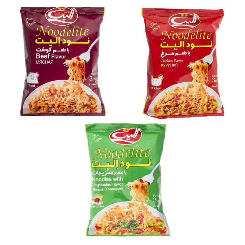 qualityq_90-48166 نودل با طعم مرغ و گوشت و سبزیجات الیت - 75 گرم بسته 3 عددی - تصویر 1