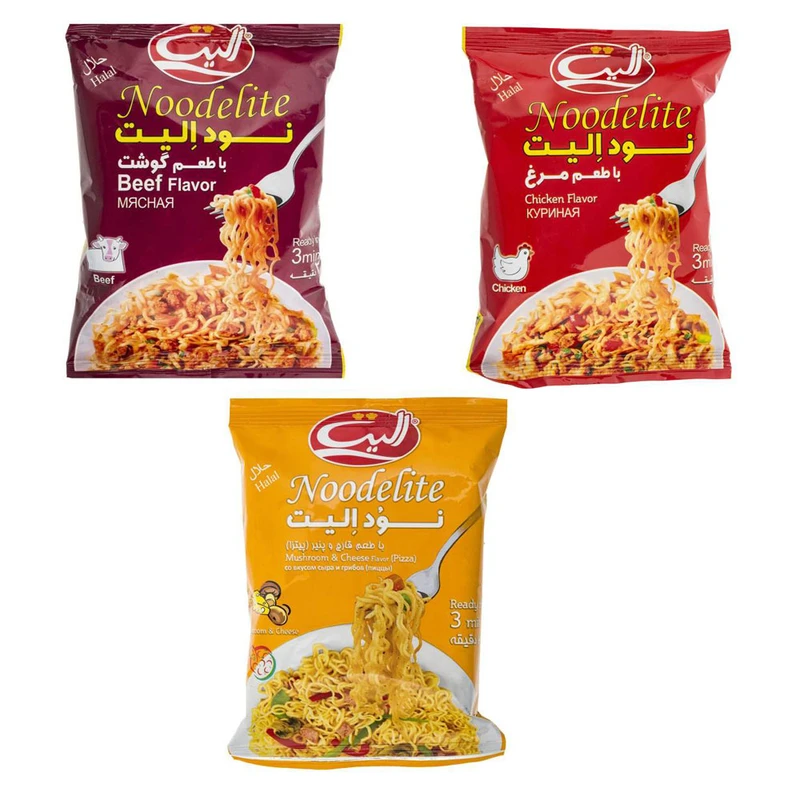 qualityq_90-48168 نودل با طعم گوشت و مرغ و قارچ پنیر الیت - 75 گرم بسته 3 عددی - تصویر 1