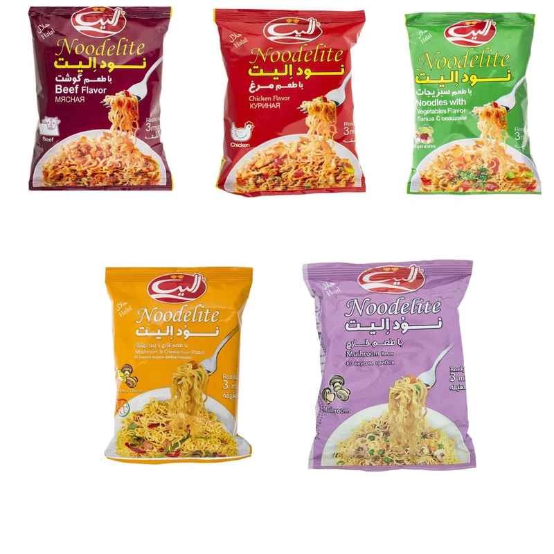 qualityq_90-48174 نودل با طعم مرغ ، گوشت ، سبزیجات ، قارچ ، قارچ و پنیر الیت - 75 گرم بسته 5 عددی - تصویر 1
